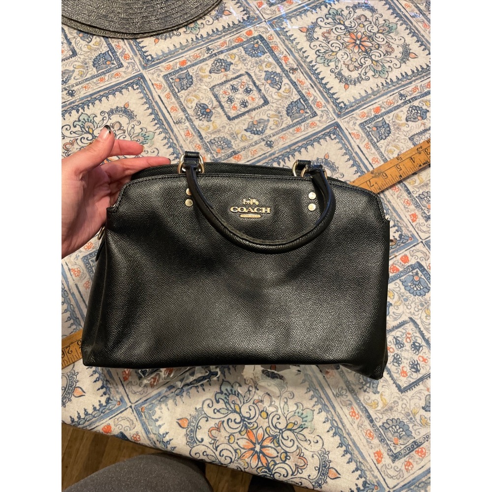 Coach Black Crossgrain Leather Satchel Handbag Gold Hardware 91493